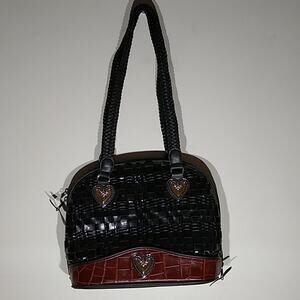 Marlo Women's over the Shoulder Faux Leather purse with hearts.